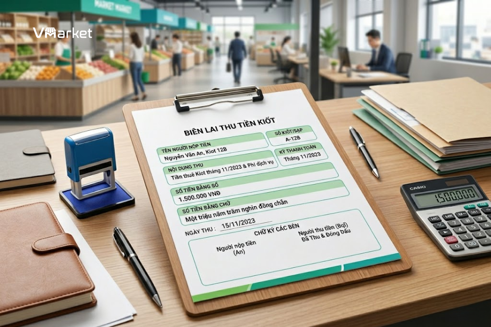 Một biên lai thu tiền kiot cần có những nội dung gì?