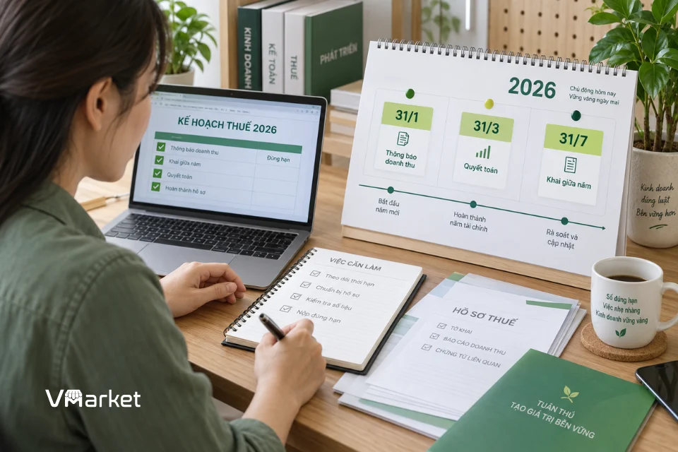 Thời hạn kê khai thuế và thông báo doanh thu năm 2026
