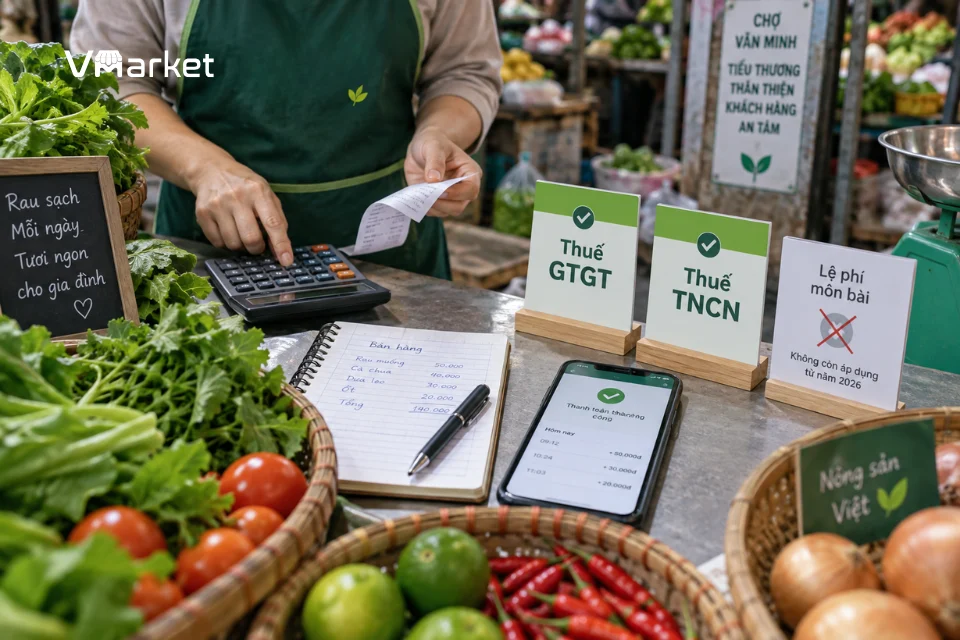 Hộ kinh doanh trong chợ phải nộp những loại thuế nào?