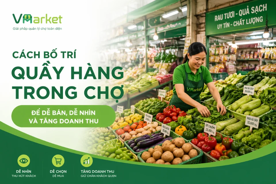 Cách bố trí quầy hàng trong chợ
