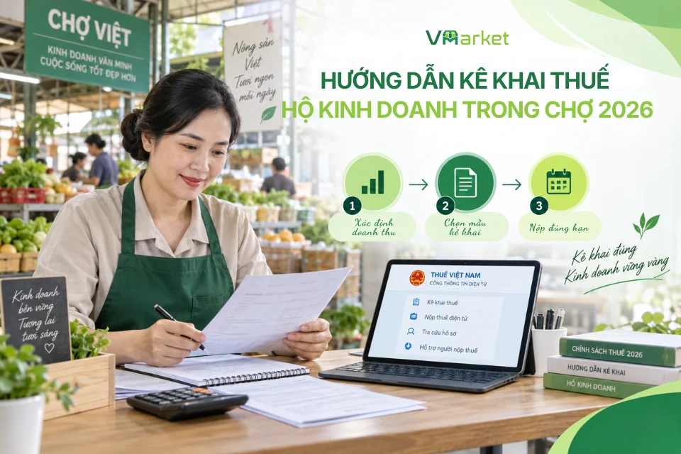 Hướng dẫn kê khai thuế hộ kinh doanh trong chợ 2026