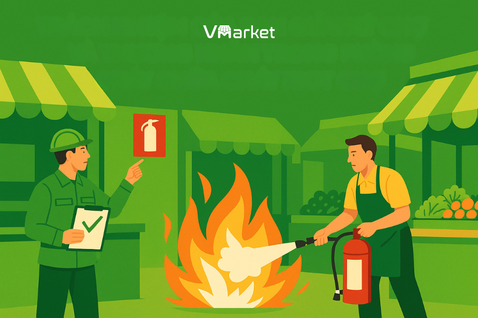 Trách nhiệm của ban quản lý chợ và thương nhân trong phòng cháy chữa cháy kiot chợ