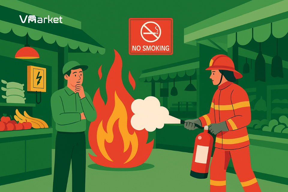 Nguy cơ, sai lầm thường gặp và cách khắc phục trong “phòng cháy chữa cháy kiot chợ”