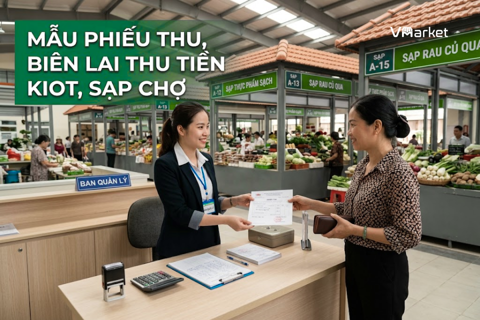Mẫu phiếu thu, biên lai thu tiền kiot, sạp chợ
