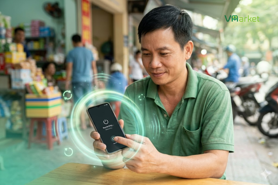 Khởi động lại điện thoại để làm mới hệ thống